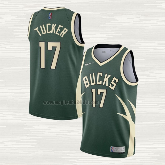 Maglia P.J. Tucker NO 17 Milwaukee Bucks Earned 2020-21 Verde